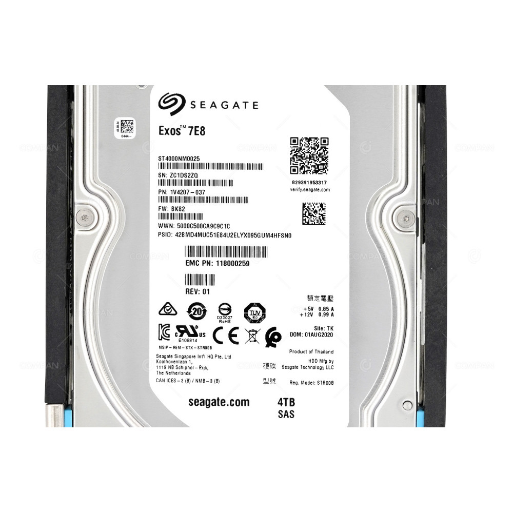 005052087 EMC HDD 4TB 7.2K SAS 12G 3.5" LFF FOR EMC DATADOMAIN EXPANSION